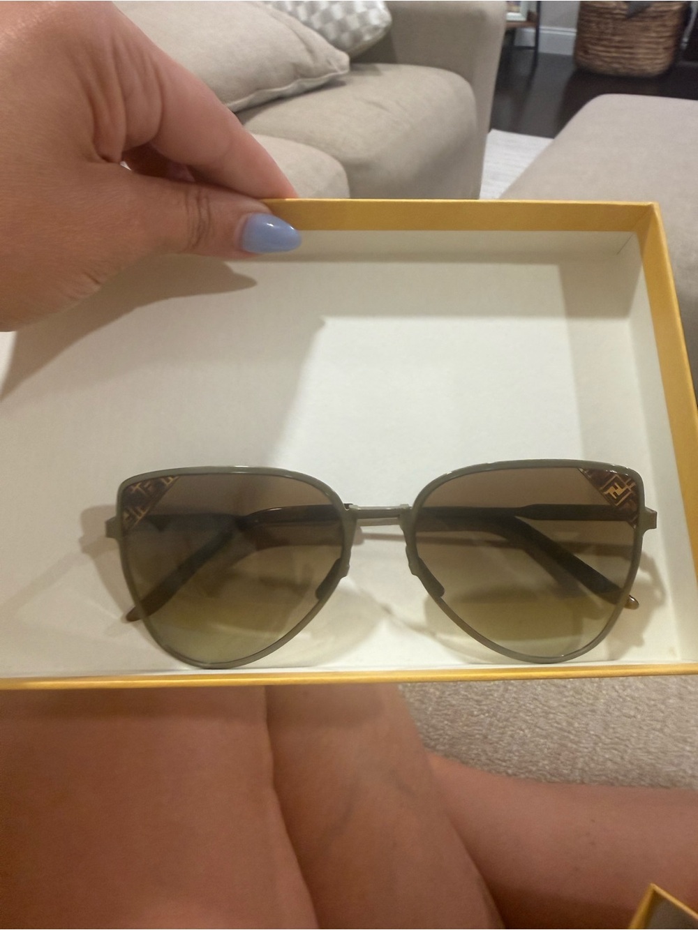 Fendi Women's Sunglasses - Olive Frame with Brown Gradient Lenses